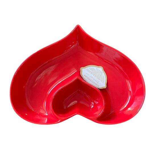 Brandani RED Heart Shaped Porcelain Appetizer Bowl 11in Valentines Day New - Picture 7 of 13